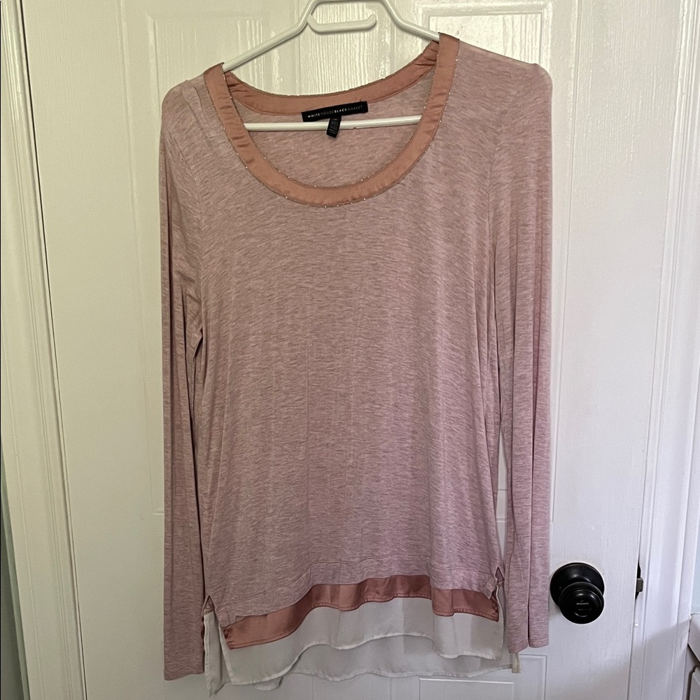 White House Black Market Blush Long Sleeve Top
